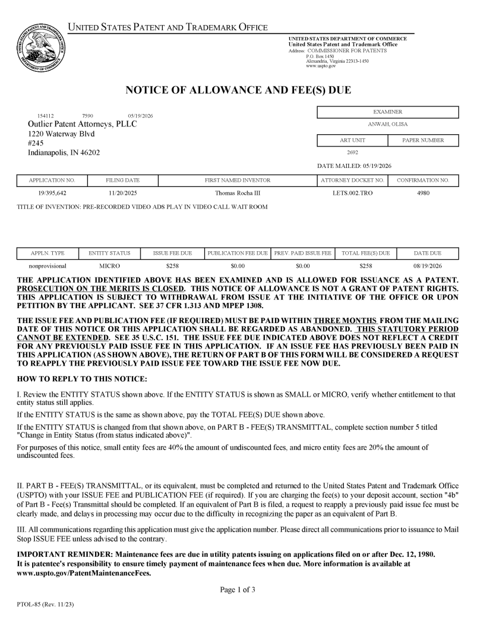 002 · Notice of Allowance; source excerpt page 1